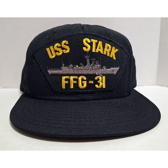 VINTAGE AJD BASEBALL CAPS US NAVY USS STARK FFG-31 SNAPBACK CAP HAT MADE IN USA - Picture 1 of 7